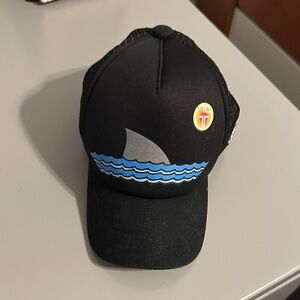 Infant- Black Trucker Hat with Shark Fin Design